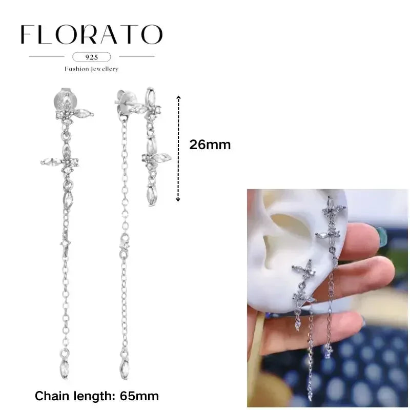 Earrings Chain Tassel Pendant Zircon