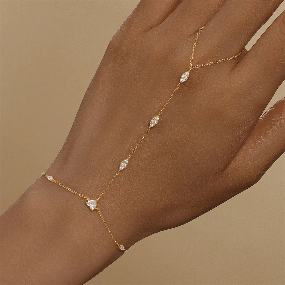 Sterling Silver INS Horse's Eye Zircon Charm Bracelet