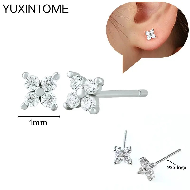 Sterling Silver White Crystal Earrings