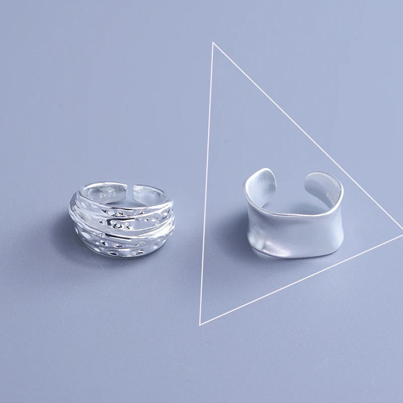 925 Sterling Silver Irregular Ring for Women Geometry Versatile Minimalism