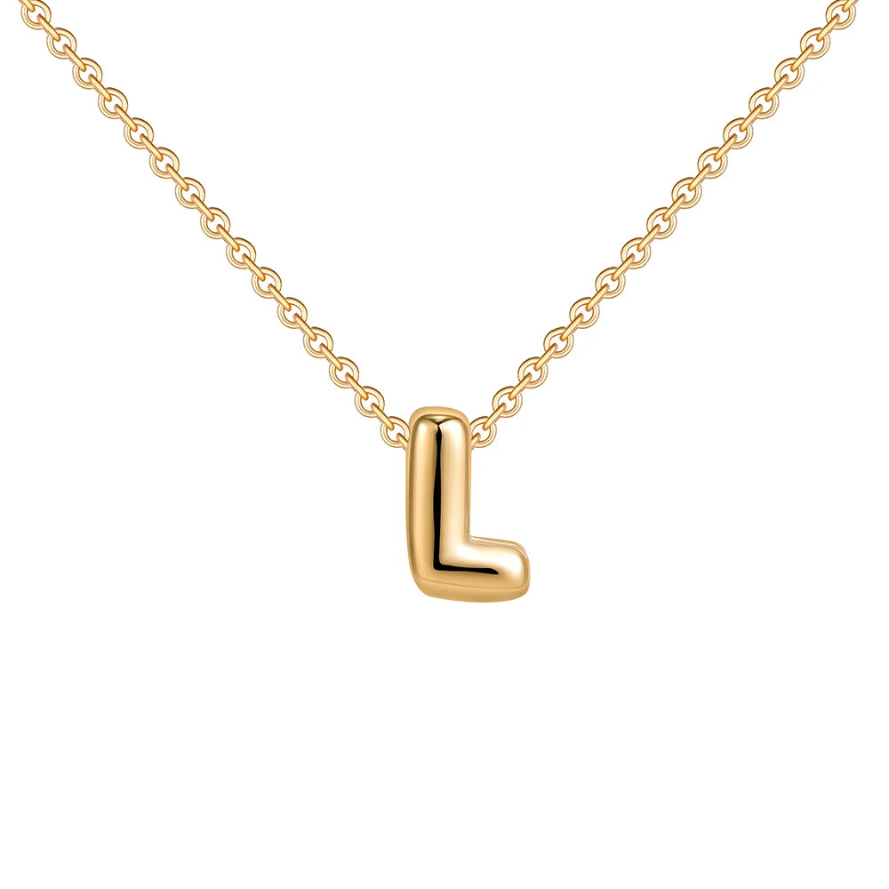 Dainty Mini Bubble Letter Necklace Gold Plated