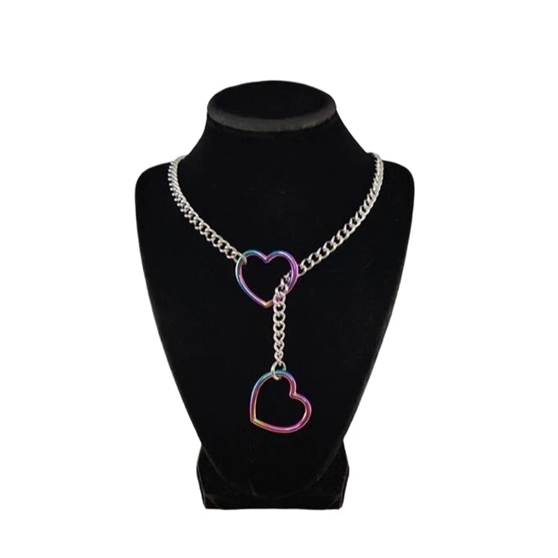 Heart O-ring Slip Chain For Women Y-Necklace