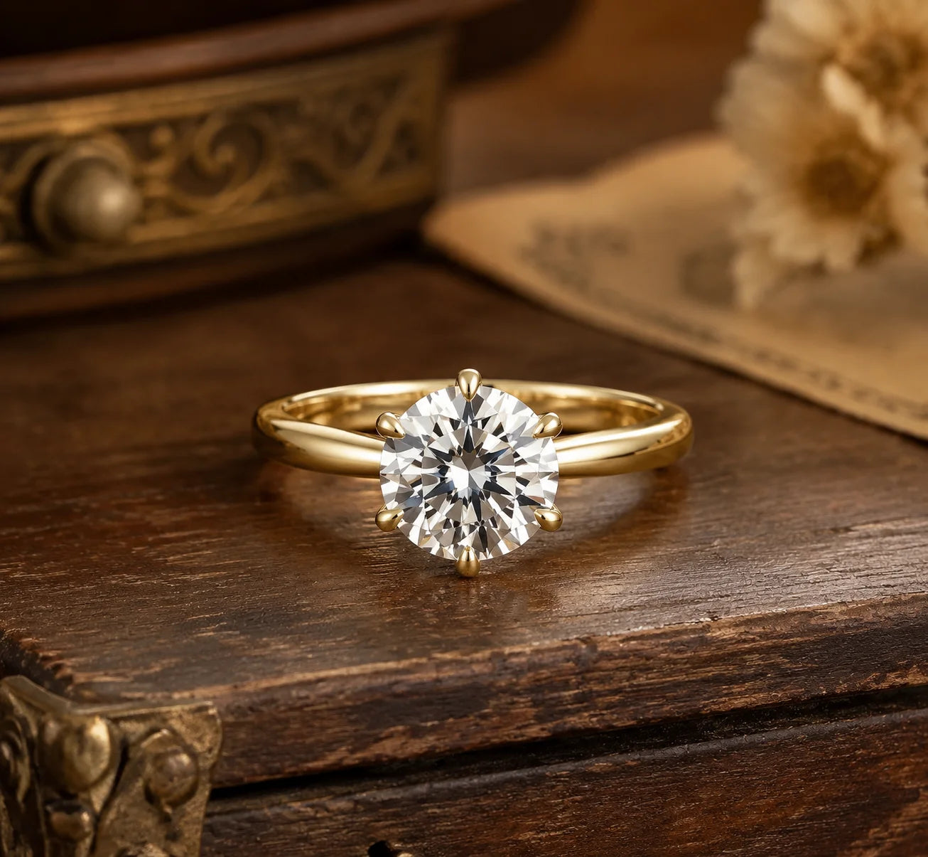 3CT Yellow Gold Plated ring