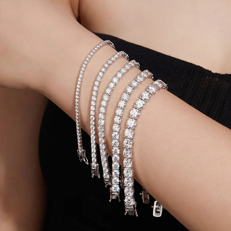 2mm Moissanite Tennis Bracelet Original s925 Sterling Silver Plated 18k White Gold