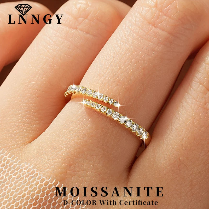 Moissanite Opening Ring  Sparkling Lab Diamond Half Eternity