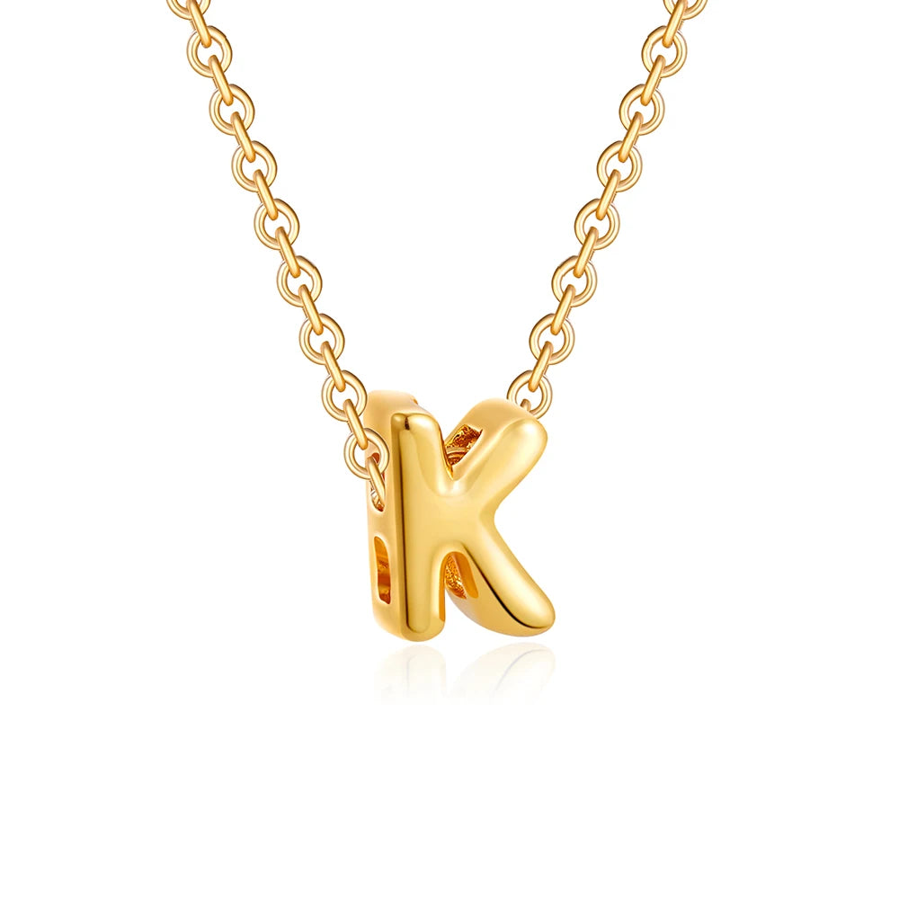 Dainty Mini Bubble Letter Necklace Gold Plated