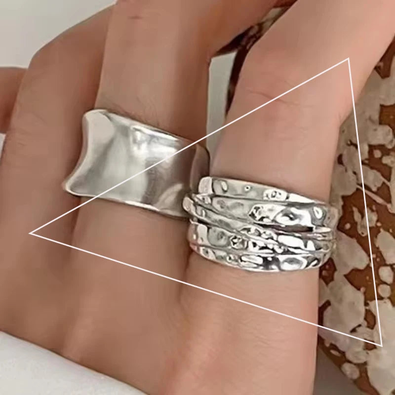 925 Sterling Silver Irregular Ring for Women Geometry Versatile Minimalism