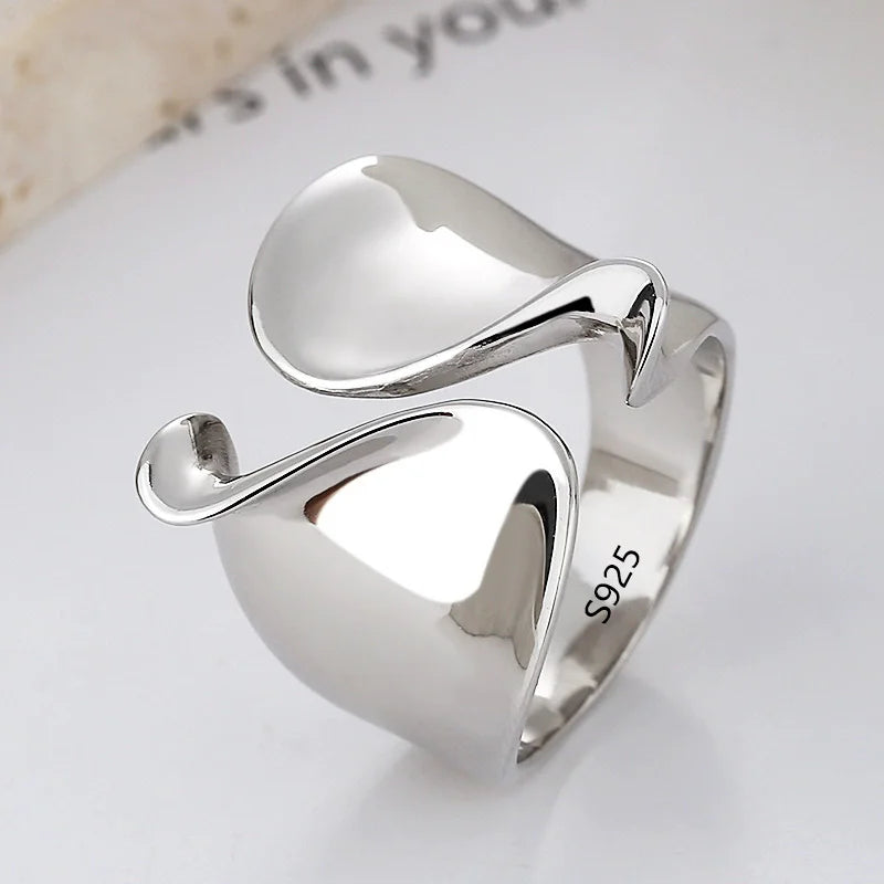 925 Sterling Silver Irregular Ring for Women Geometry Versatile Minimalism
