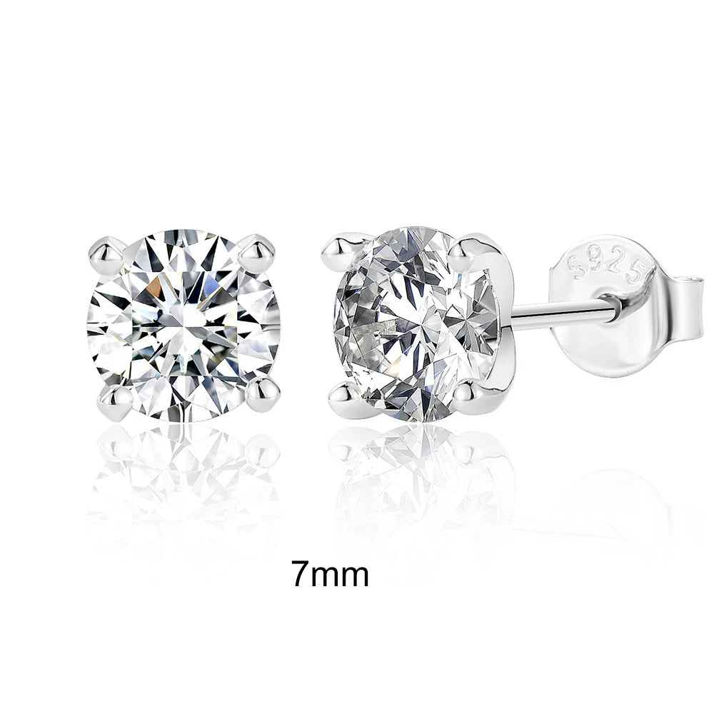 0.5-1.2 Carat D Color Moissanite Ear Stud Earrings For Women 925 Sterling Silver Sparkling