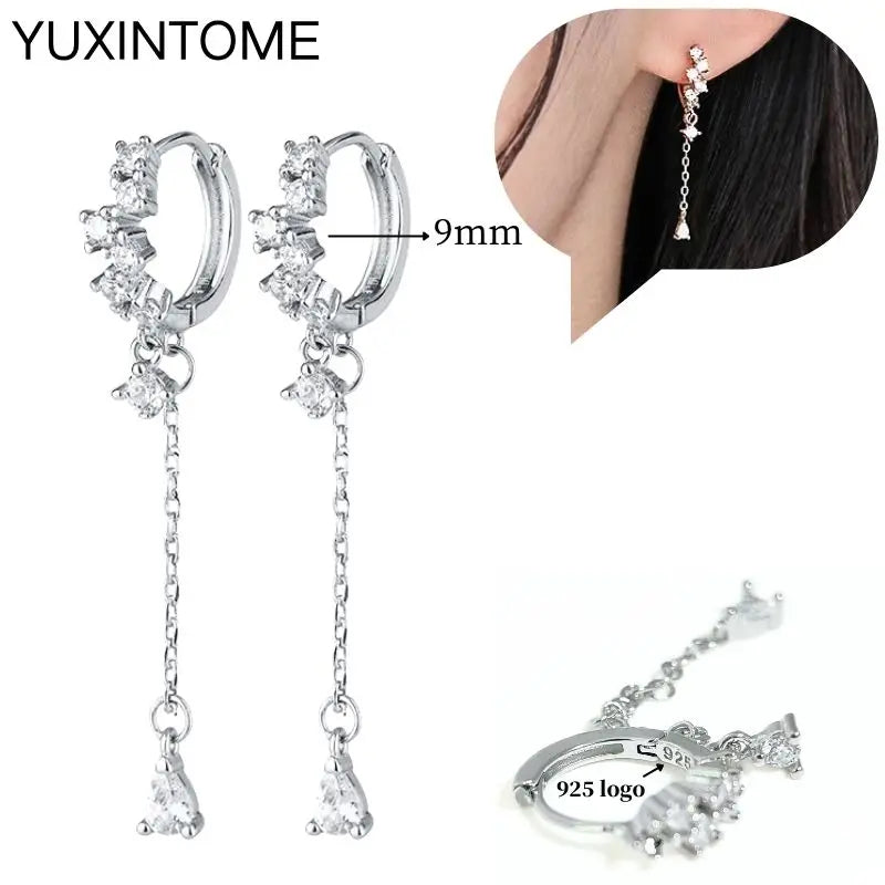 Sterling Silver White Crystal Earrings