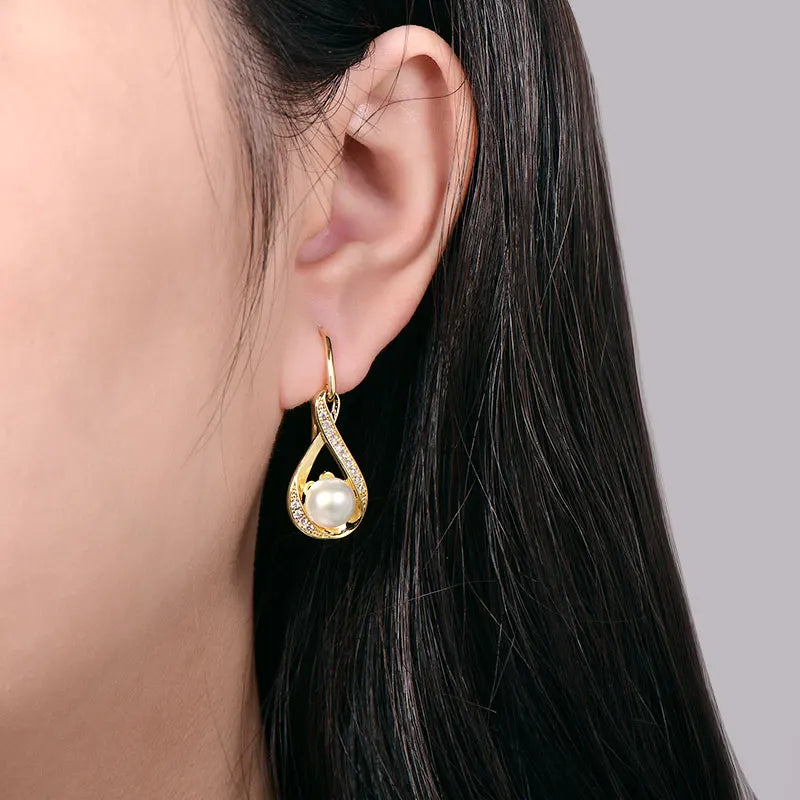Infinity D Moissanite Dangle Hook Earrings