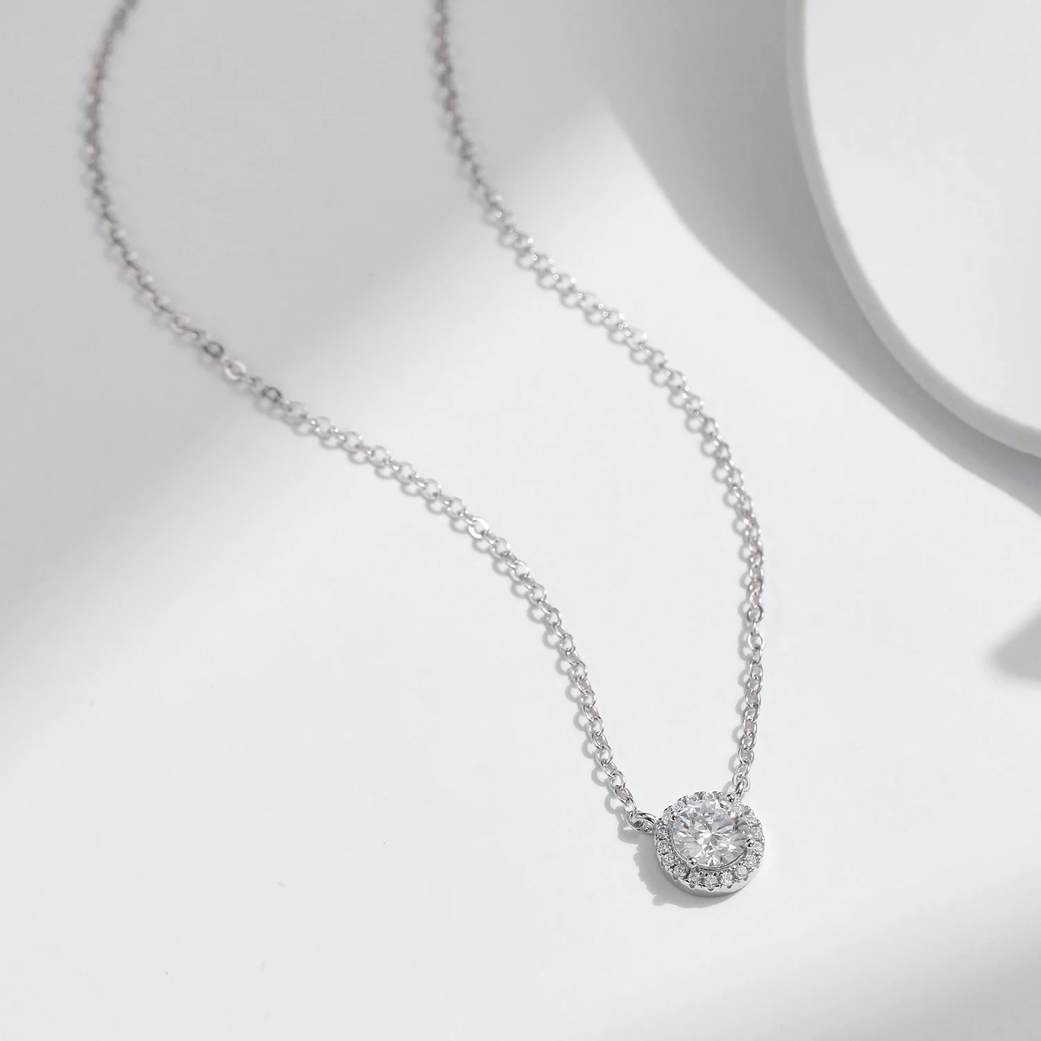 Square & Round Halo Moissanite 925 Sterling Silver Pendant