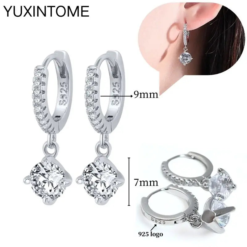 Sterling Silver White Crystal Earrings