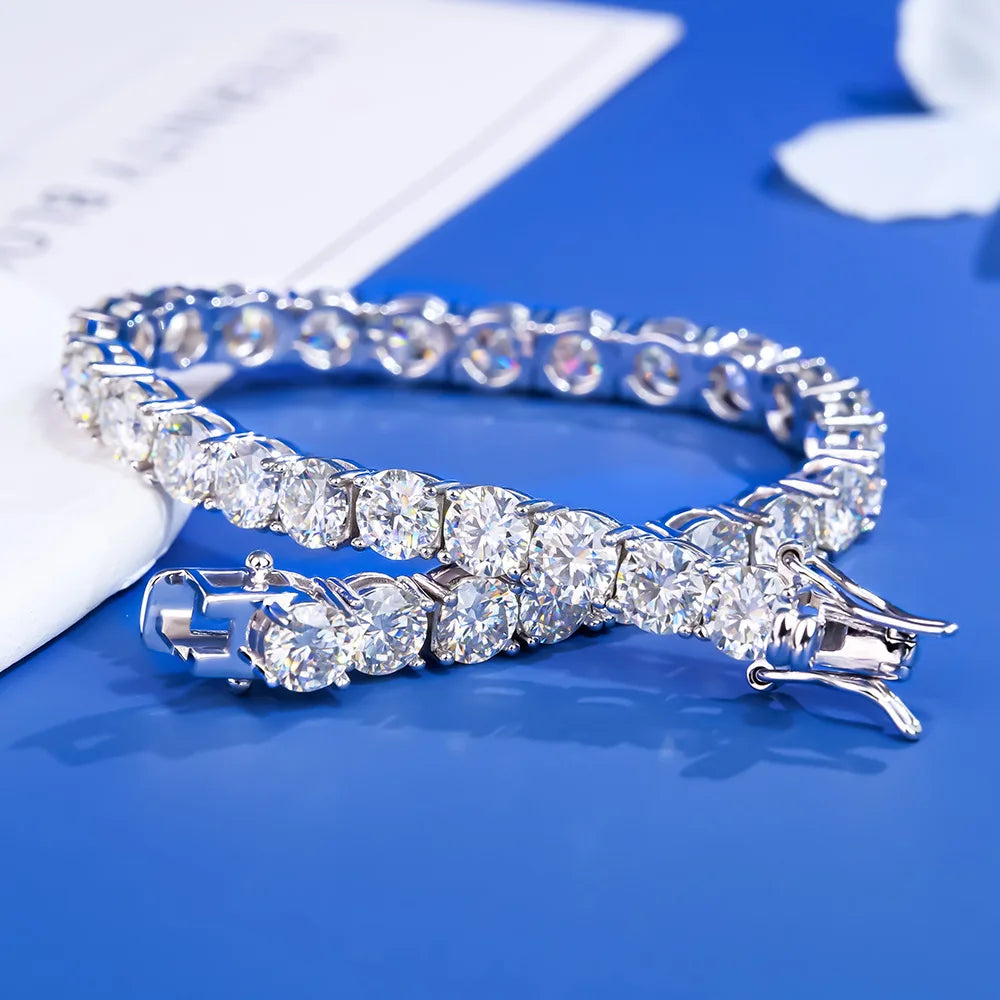 925 Sterling Silver Moissanite Bracelet 3mm D VVS1 Diamond with GRA for Women