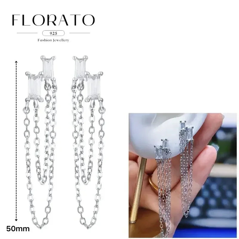 Earrings Chain Tassel Pendant Zircon