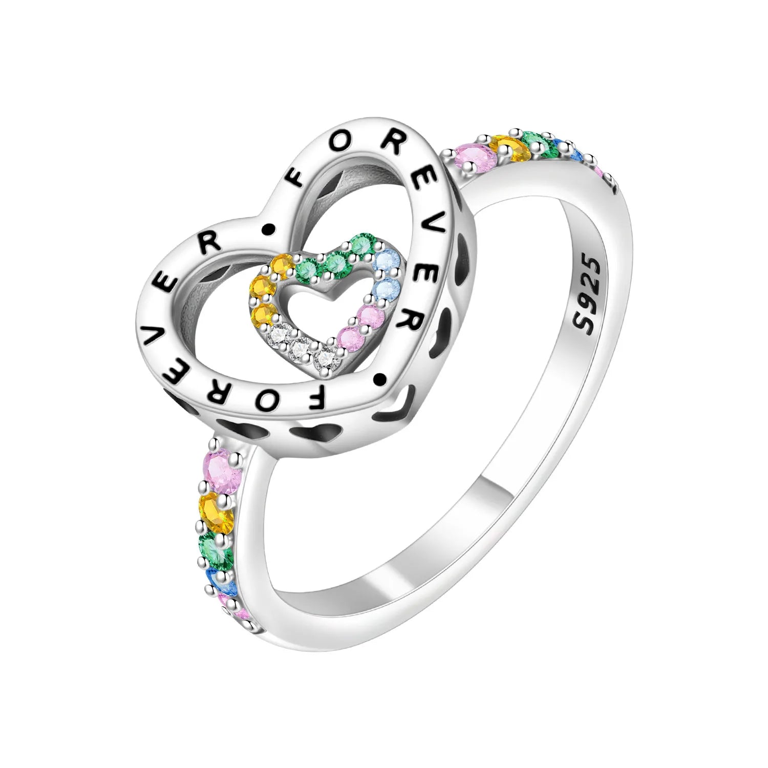 Original 925 Sterling Silver Simple Colorful Zircon
