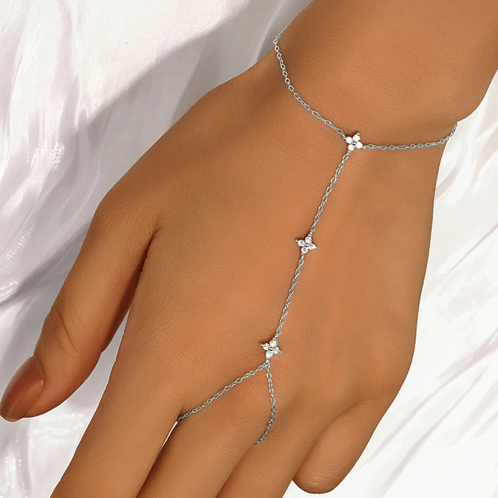 Sterling Silver INS Horse's Eye Zircon Charm Bracelet