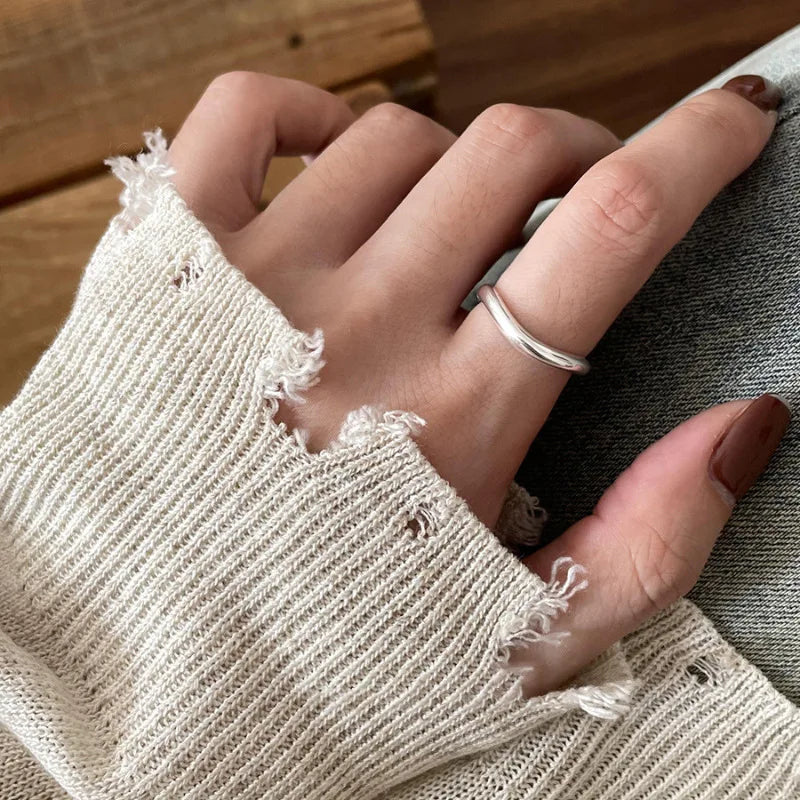 925 Sterling Silver Irregular Ring for Women Geometry Versatile Minimalism
