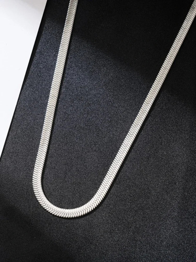Gold Fine 4MM Blade Flat Snake Chain Necklace