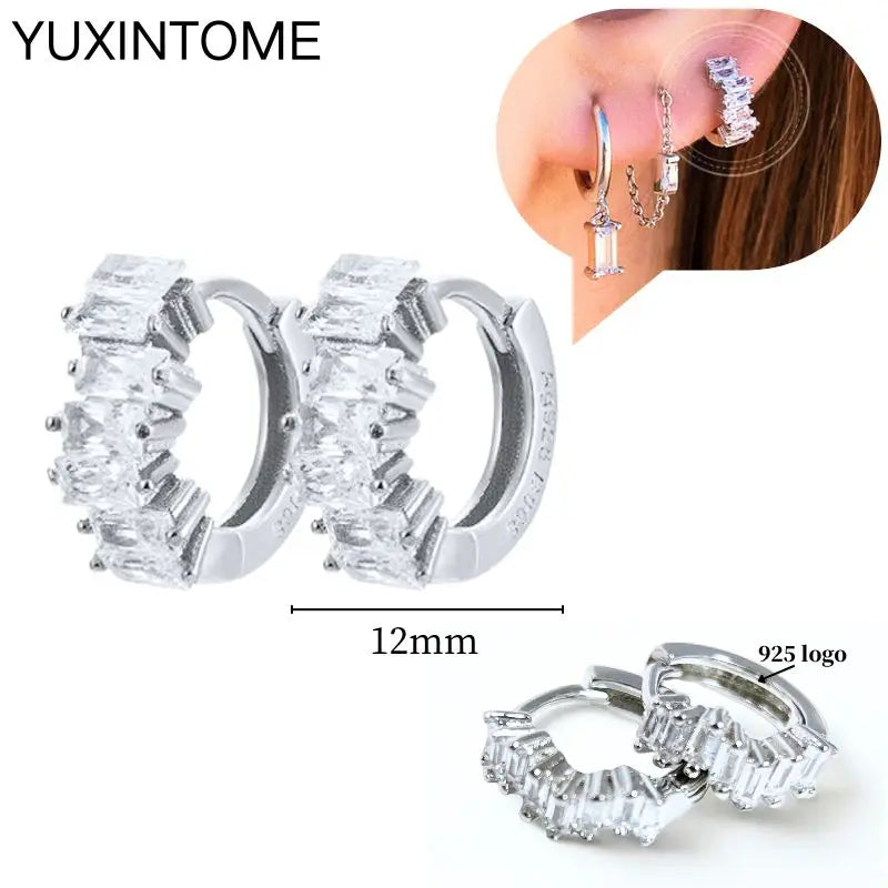 Sterling Silver White Crystal Earrings