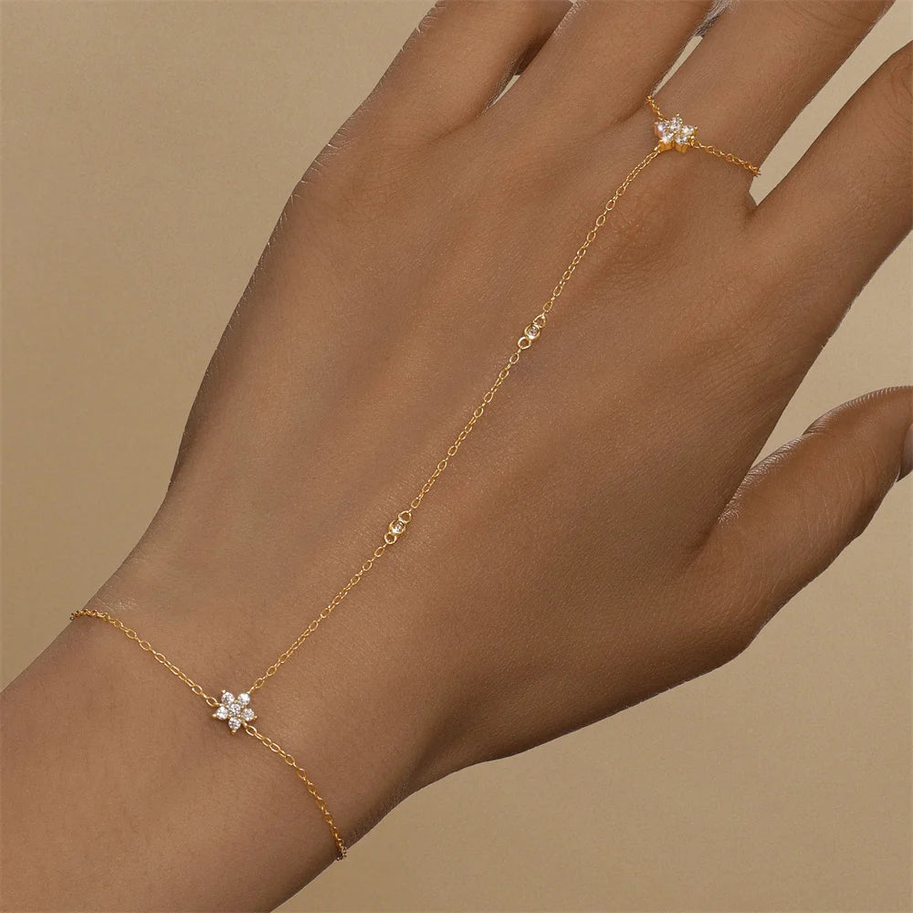 Sterling Silver INS Horse's Eye Zircon Charm Bracelet