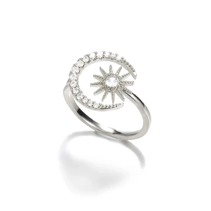Stainless Steel Lotus Flower Ring for Women Gold Color Vintage Stone Opal Oval