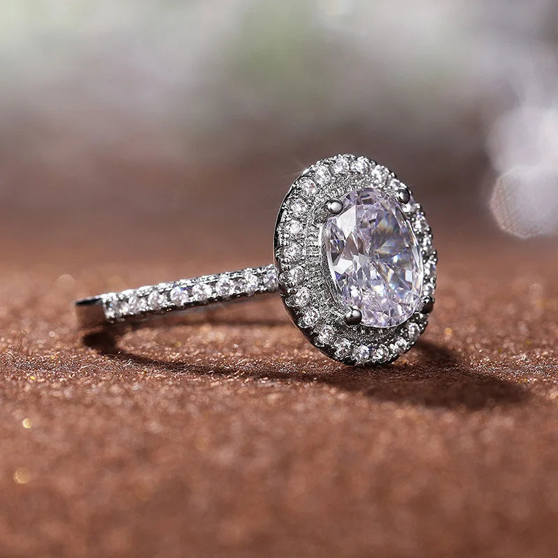Moissanite 925 Sterling Silver Ring For Women Square Round 1CT 2CT 3CT Brilliant Diamond