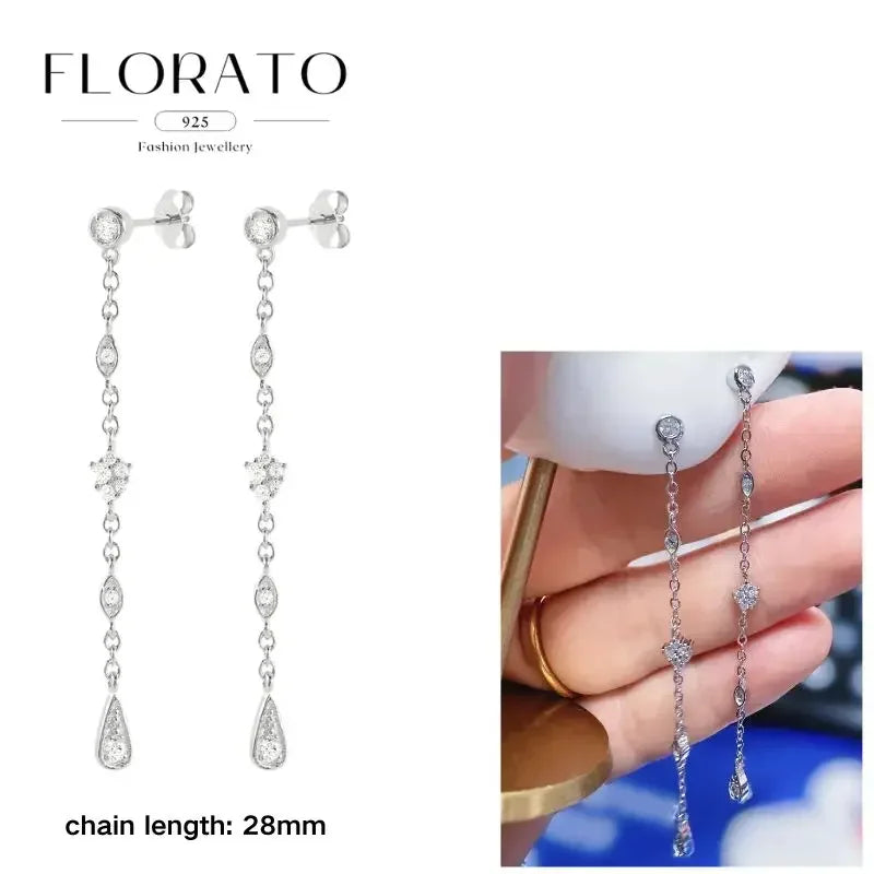 Earrings Chain Tassel Pendant Zircon
