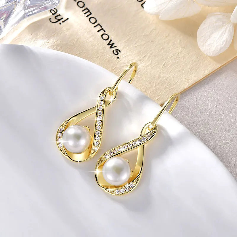 Infinity D Moissanite Dangle Hook Earrings