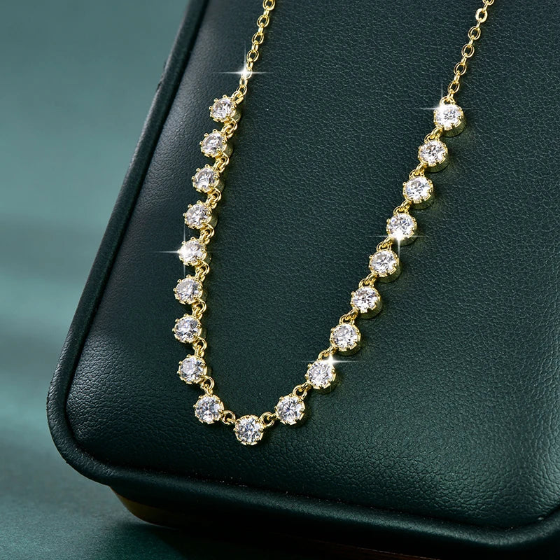 14K Gold Filled 3mm Moissanite Bubble-Style Necklace with Certified