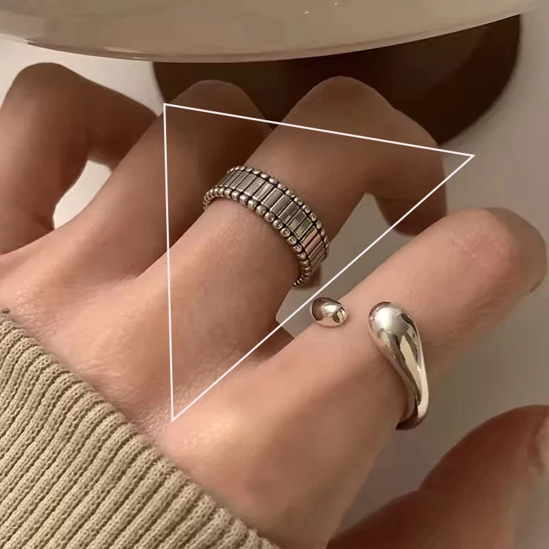 925 Sterling Silver Irregular Ring for Women Geometry Versatile Minimalism