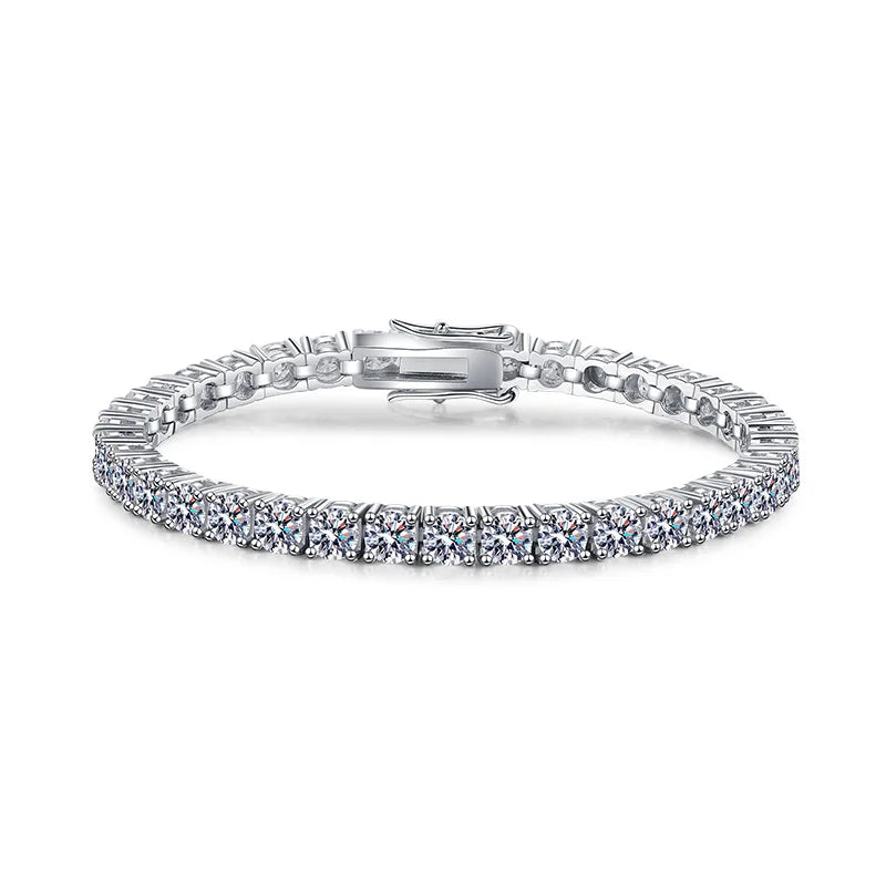 925 Sterling Silver Moissanite Bracelet 3mm D VVS1 Diamond with GRA