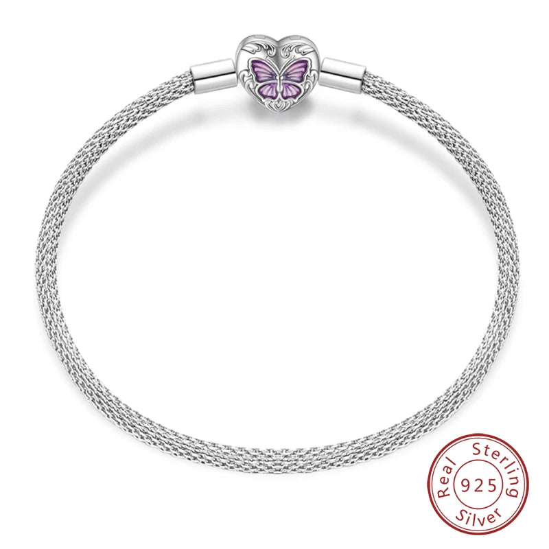 Bracelet Silver 925  17-20CM Star Moon Sun Four Leaf Clover Green Zircon