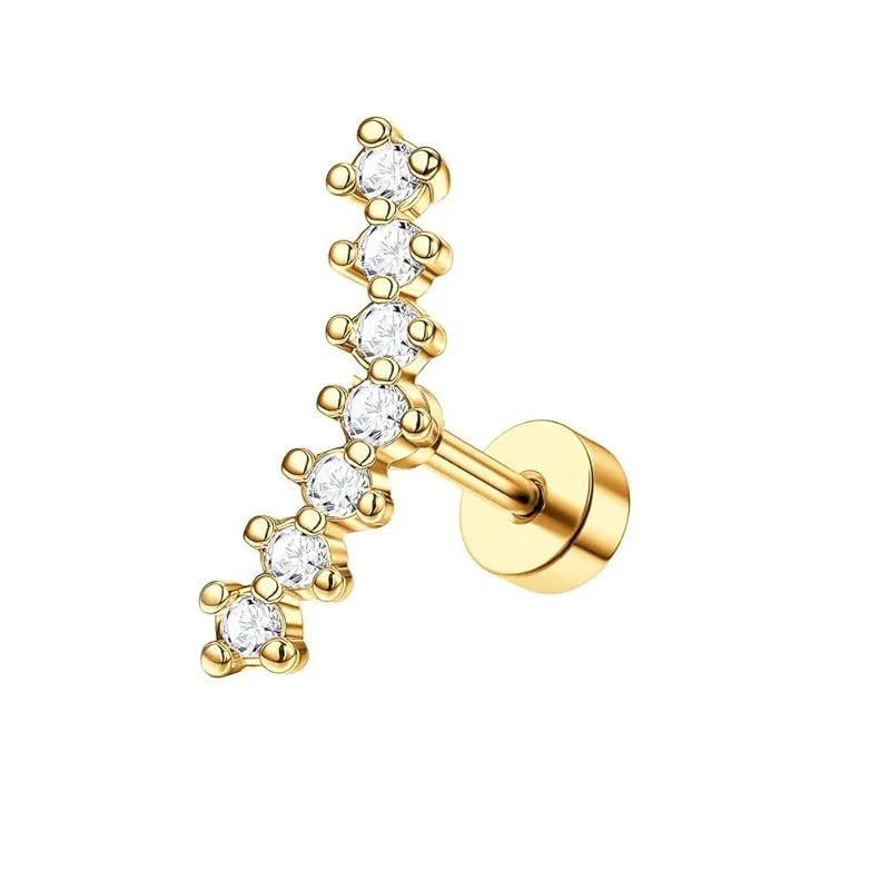 Bobisty 1pc 16G Cartilage Earring Stainless Steel Opal CZ Cartilage Conch Helix