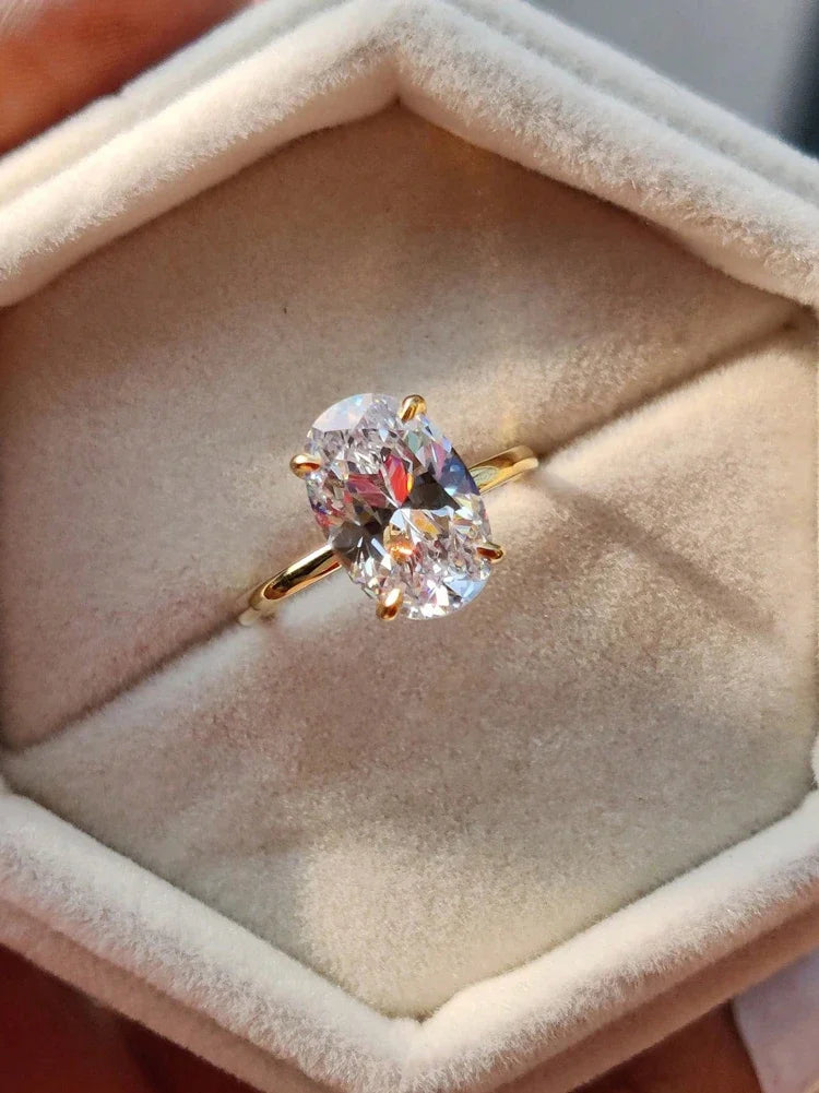 925 Sterling Silve Shiny 1-8CT Zircon Oval Stone