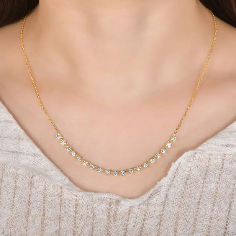 14K Gold Filled 3mm Moissanite Bubble-Style Necklace with Certified