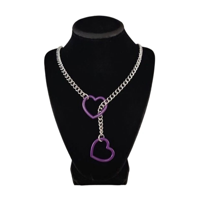 Heart O-ring Slip Chain For Women Y-Necklace