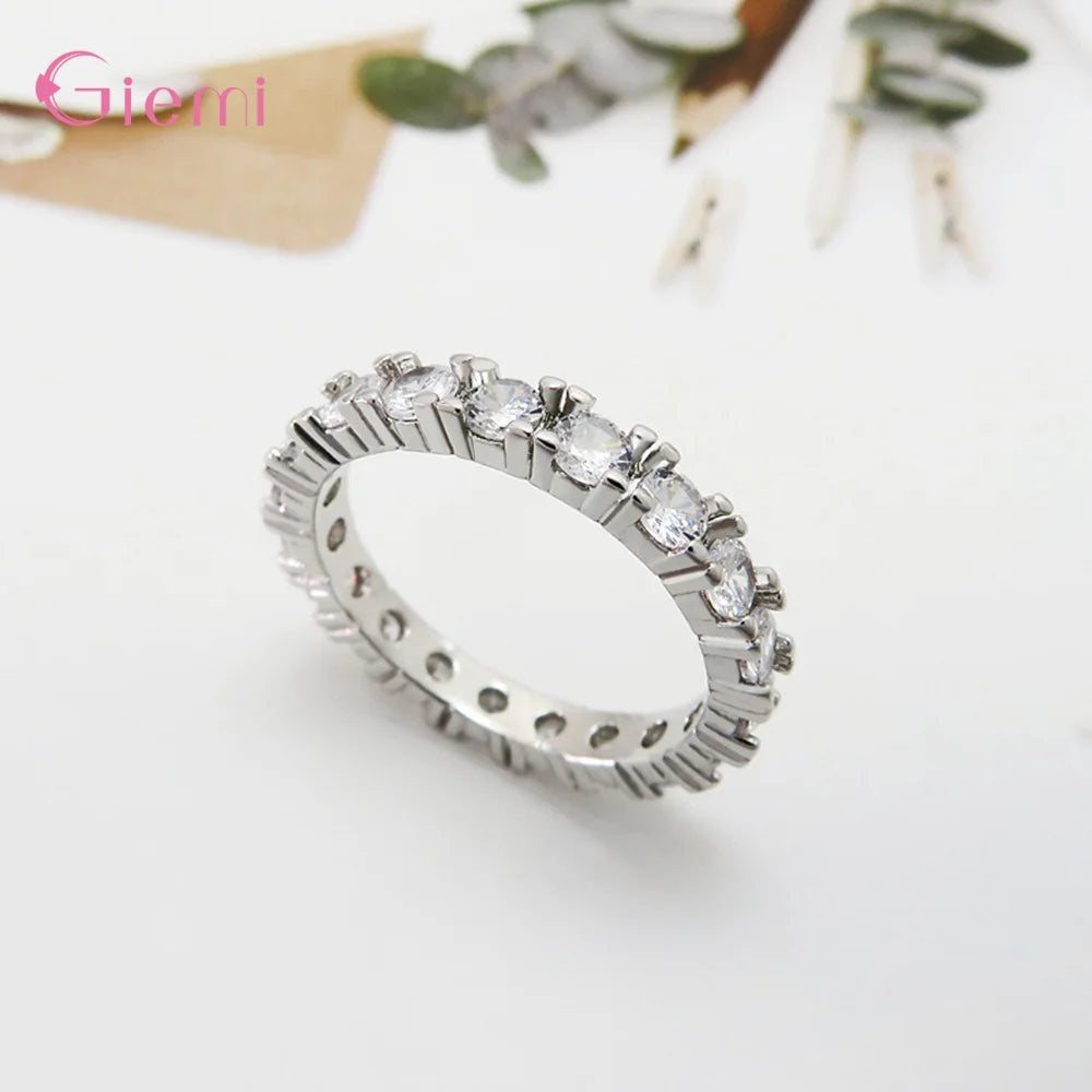 925 Silver Fancy Top Brand Stunning Stackable Zircon Paved Crystal Ring
