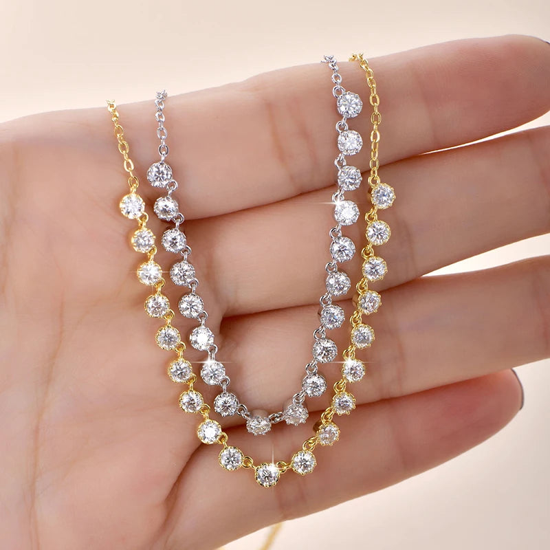 14K Gold Filled 3mm Moissanite Bubble-Style Necklace with Certified