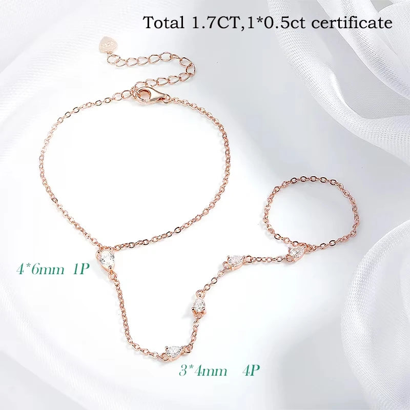 Moissanite Luxury Chain Lab Diamond S925 Sterling Silver Plated 18K Jewelry