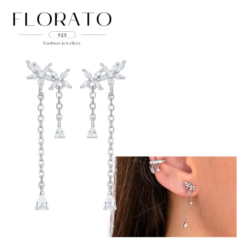 Earrings Chain Tassel Pendant Zircon