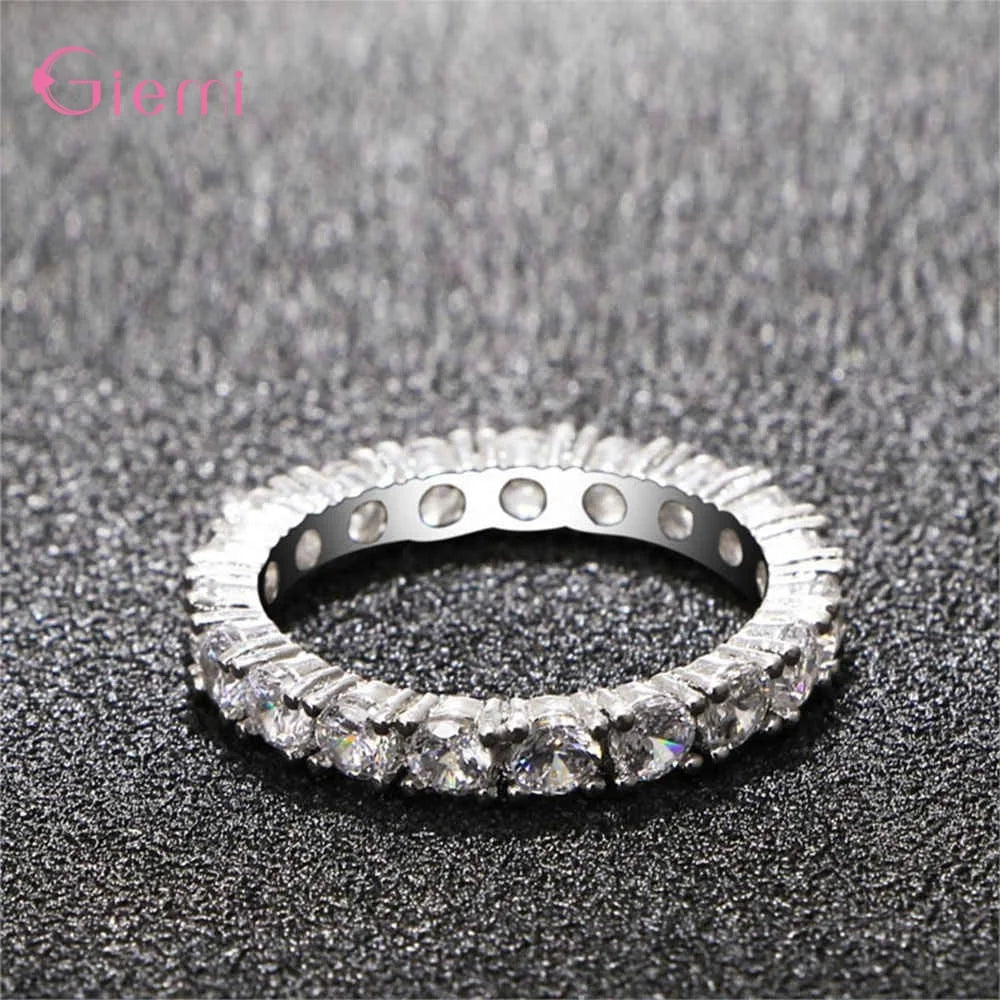 925 Silver Fancy Top Brand Stunning Stackable Zircon Paved Crystal Ring