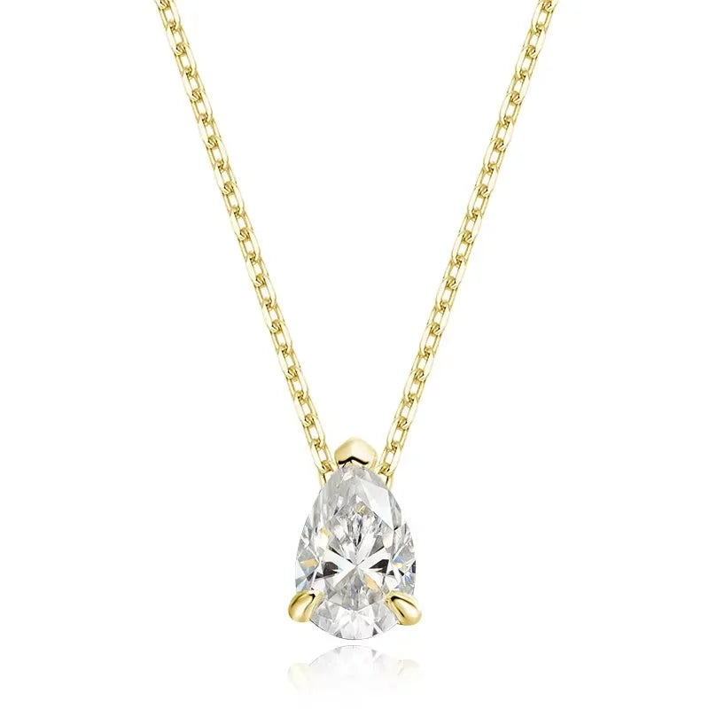 Smyoue 1-4CT Pear Cut Moissanite Pendant Necklace for Women Girls 3 Designs Lab Diamond Wedding Silver 925 Chains Fine Jewelry