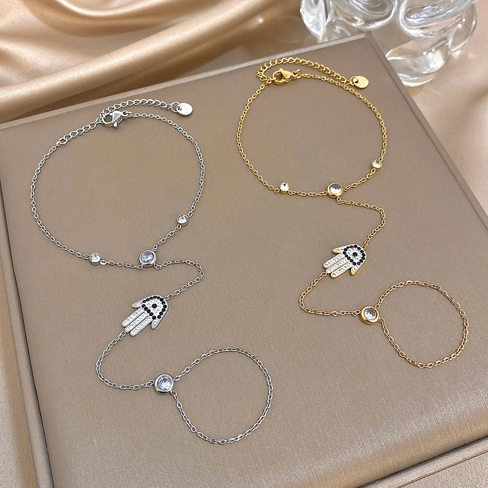 Devil's Eye Palm Zircon Chain Bracelet
