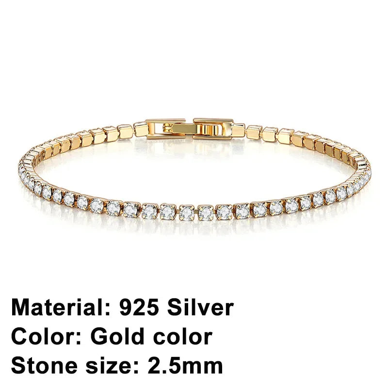 925 Sterling Silver Rose Gold Tennis Bracelet Sparkling Crystal