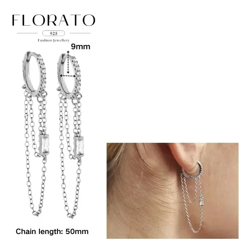 Earrings Chain Tassel Pendant Zircon