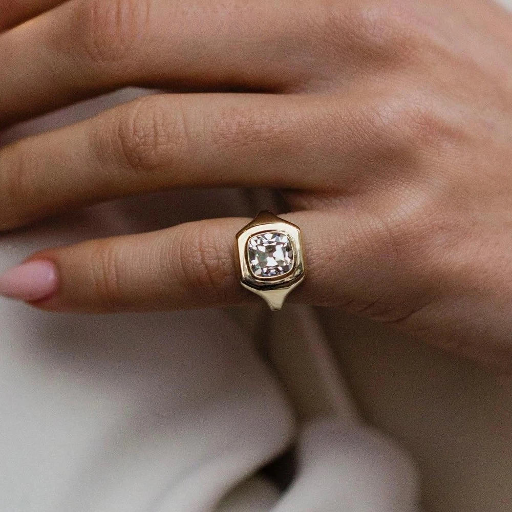 Moissanite Rings 14K Rose Gold Vintage White