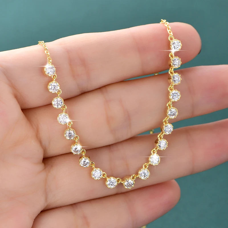 14K Gold Filled 3mm Moissanite Bubble-Style Necklace with Certified