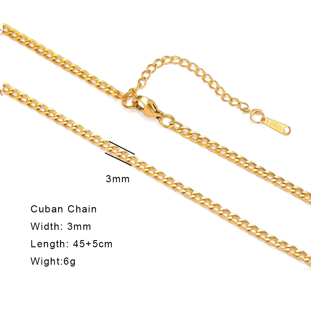 Gold Color Chain Necklace Women Minimalist Cuban Paperclip