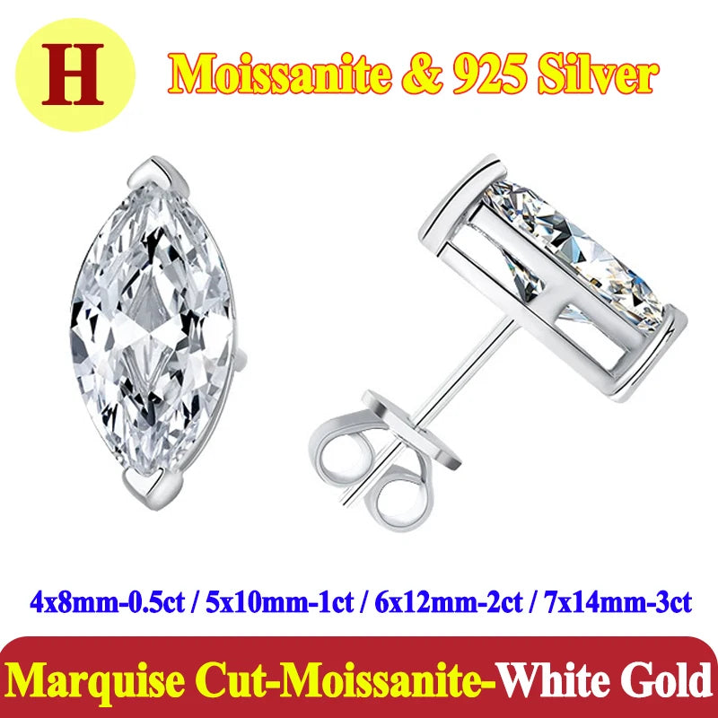 Luxury 0.5-3 Carats Marquise Heart Pear Moissanite Women Diamond Earring